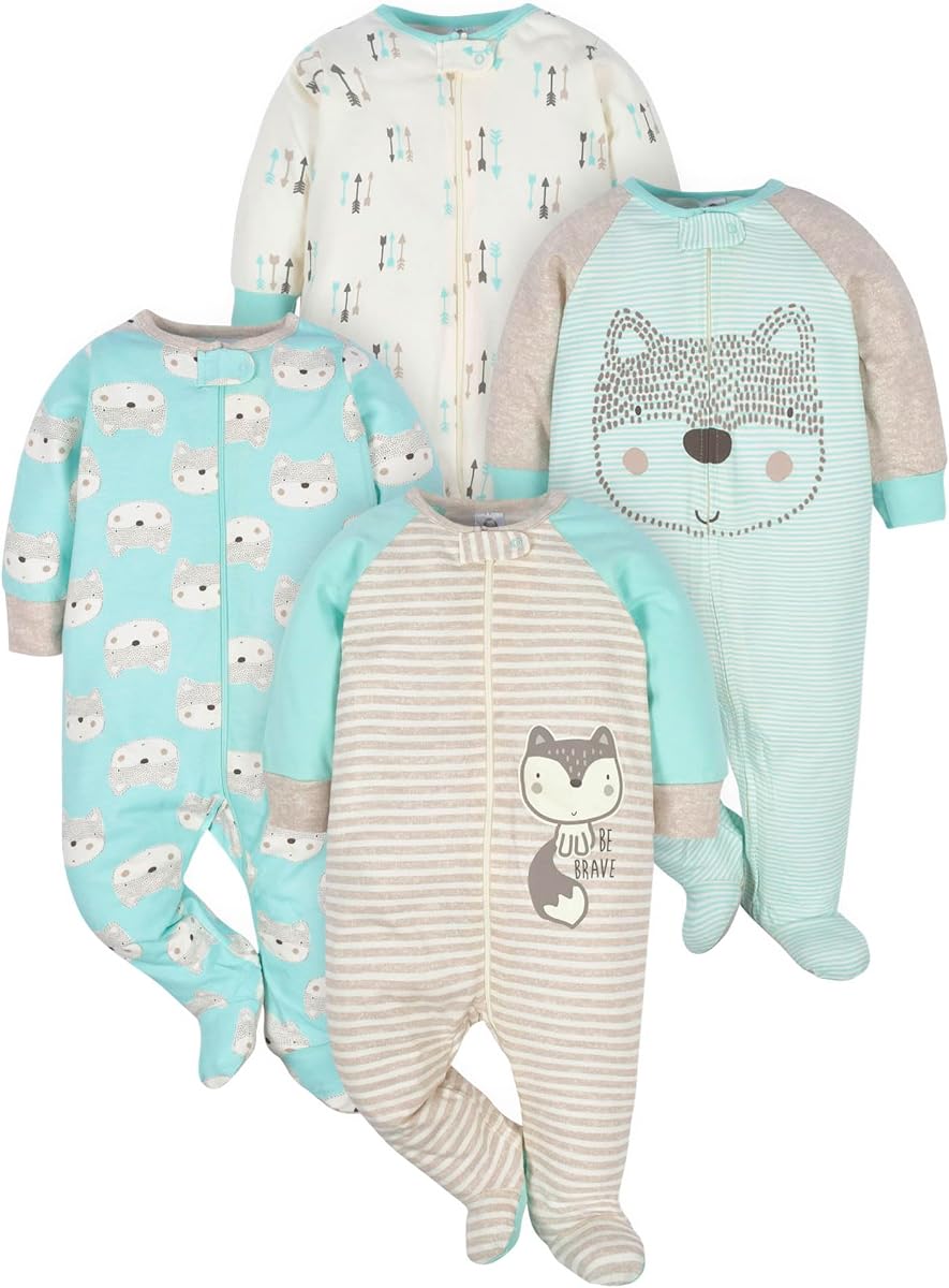 Gerber Footie Sleep 'N Play para bebés, paquete de 4