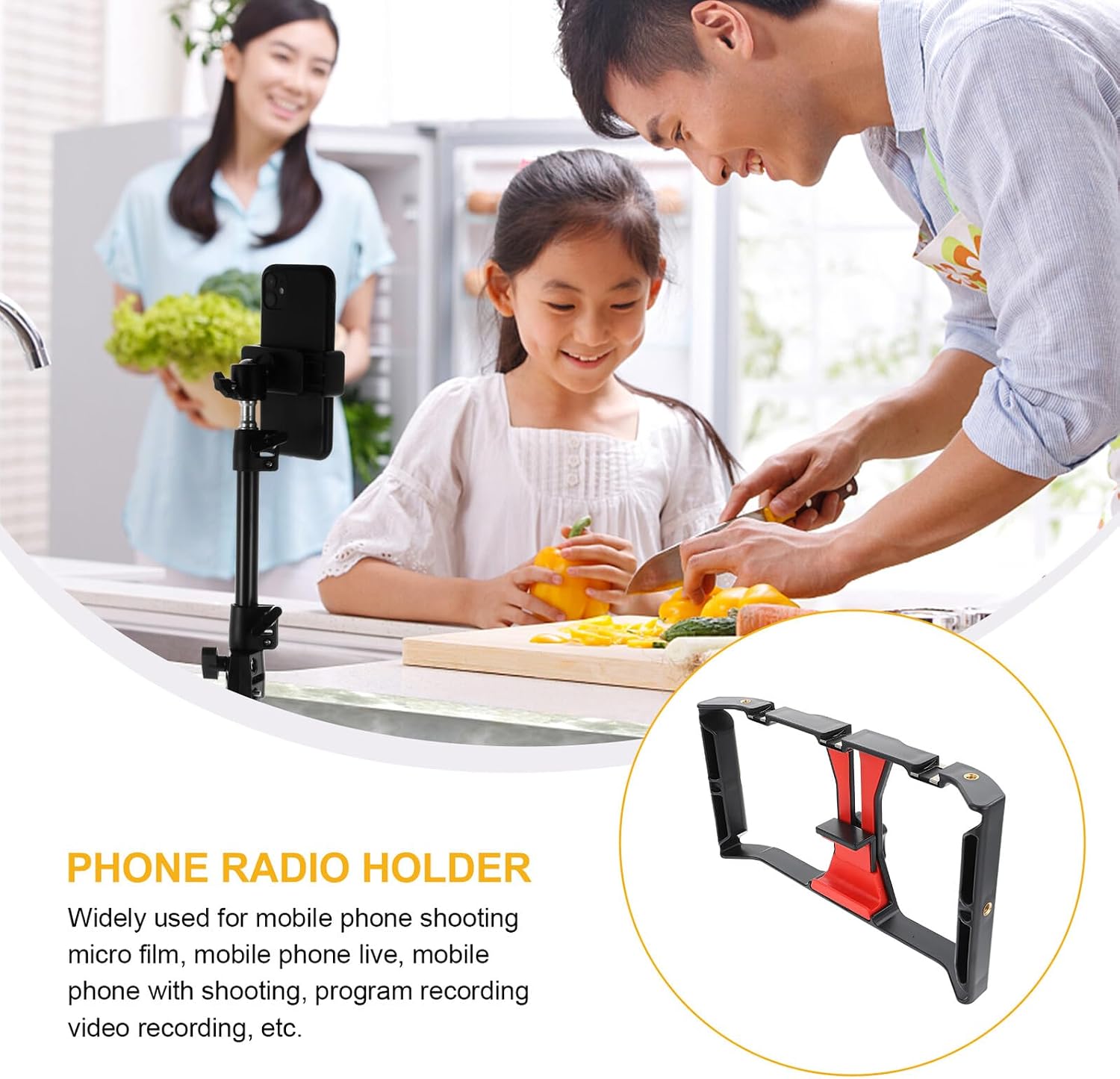 Phone Video Stabilizer Rig for Smartphones, Handheld Portable Video Bracket with Cold Shoe Mount for Filmmaking and Vlogging