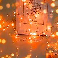 cshare Halloween Fényfüzér - 5m 50 LED Narancssárga Tündérfény, IP65 Vízálló Elemes Dekoráció Töklámpáshoz, Ablakra, Kerti Partikhoz 1
