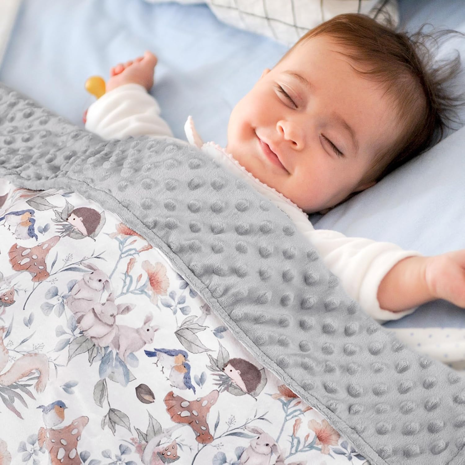 Baby Blankets for Girls Super Soft Minky Toddler Blanket 30x40 Inches, Double Layer, Dotted Backing, Floral Baby Crib Blanket for Nursery, Baby Car Seat, Pet, Mushroom - Image 5