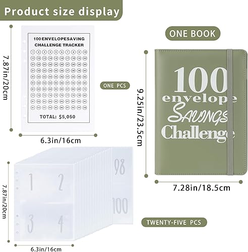 Miniatura 2 de Carpeta de ahorro de dinero con 100 sobres A5 libro de desafíos de ahorro (A5verde)
