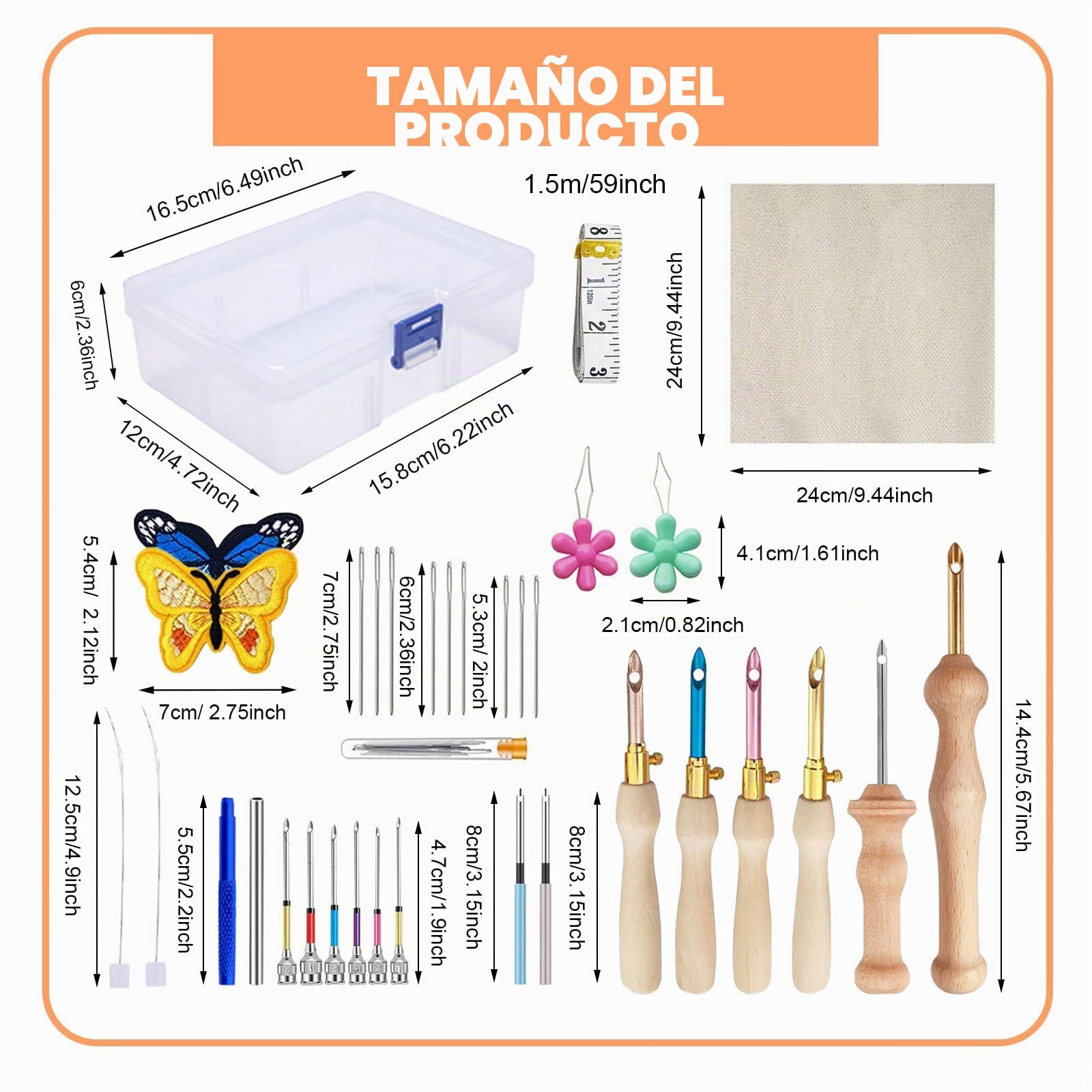 Aguja Magica de Bordar, 35 Piezas Kit de Agujas para Bordar Perforación DIY Kit de Bordado con Aguja de Punzón, Kit para Bordar con Aguja Magica para Principiantes de Bricolaje Adultos Niños