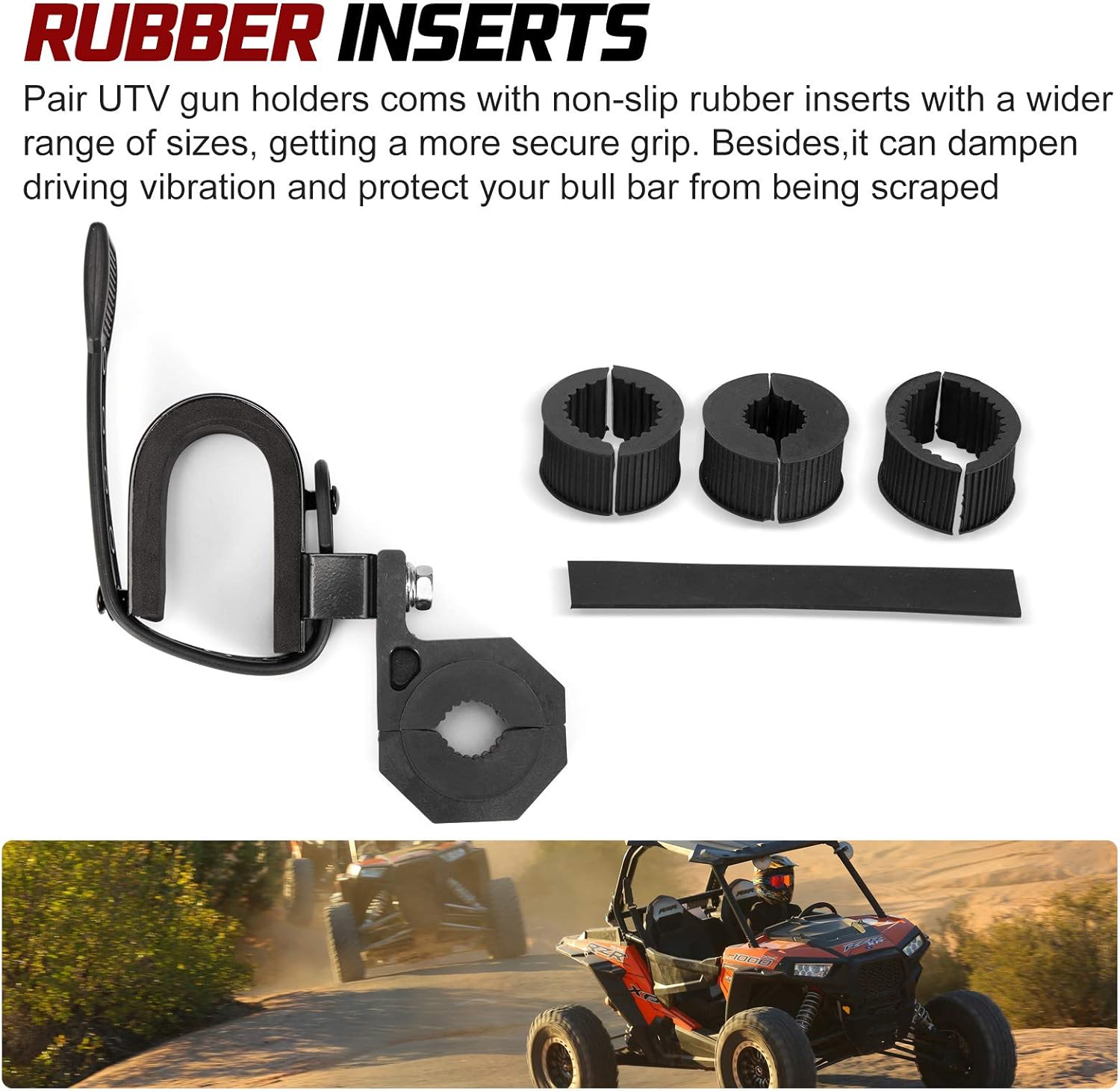 BUNKER INDUST UTV Gun Holder Clamp Mounting Bracket Fits for 1” 1.5” 1.75” 2” Tubes Roll Bars Roof Rack Compatible with Polaris RZR Ranger Can Am Honda Kawasaki Snowmobile : Automotive