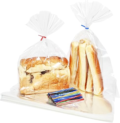 100 bolsas de celofán de 11 x 14 pulgadas, bolsas transparentes para dulces con lazos giratorios de 4 pulgadas, bolsas de plástico para violonchelo,