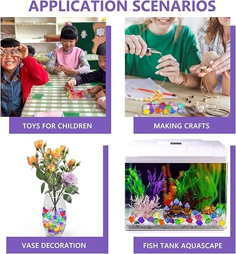 Vista 36 de Cubitos de hielo triturados falsos, rellenos de jarrón, 0.433 x 0.551 in, 650 cubos de hielo falsos reutilizables, cubos de cristal acrílico