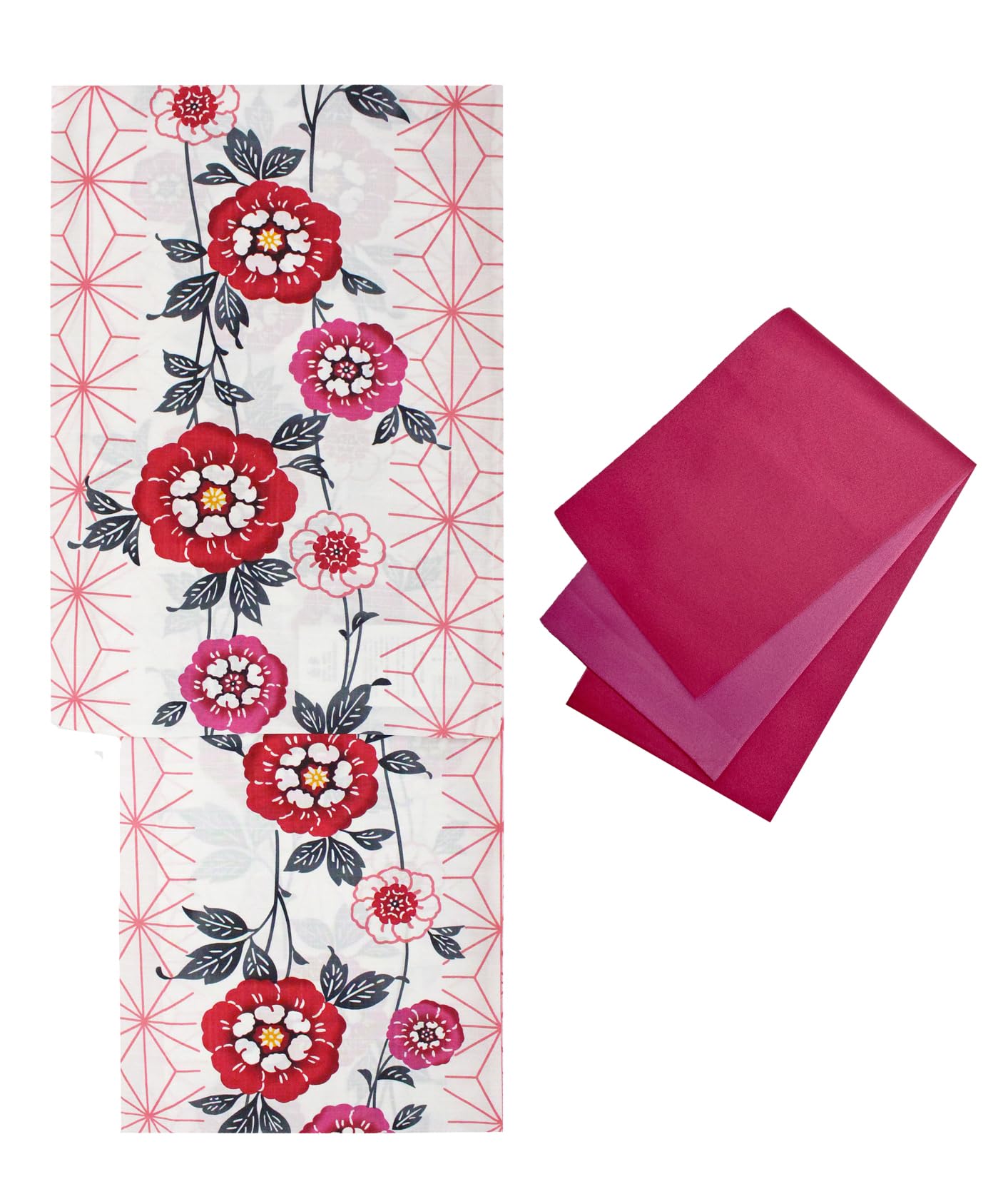 Women Yukata Obi Set Off-White Cherry Blossom Polyester Free Size Japan