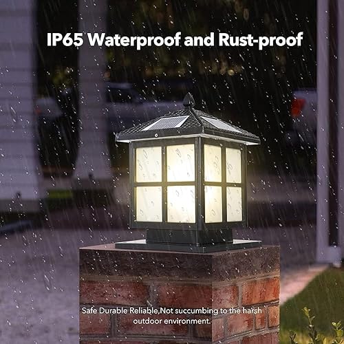 Miniatura 5 de Luces solares negras para postes de exteriores, lámpara solar para postes de valla, impermeables, luces solares impermeables para pilar exterior,