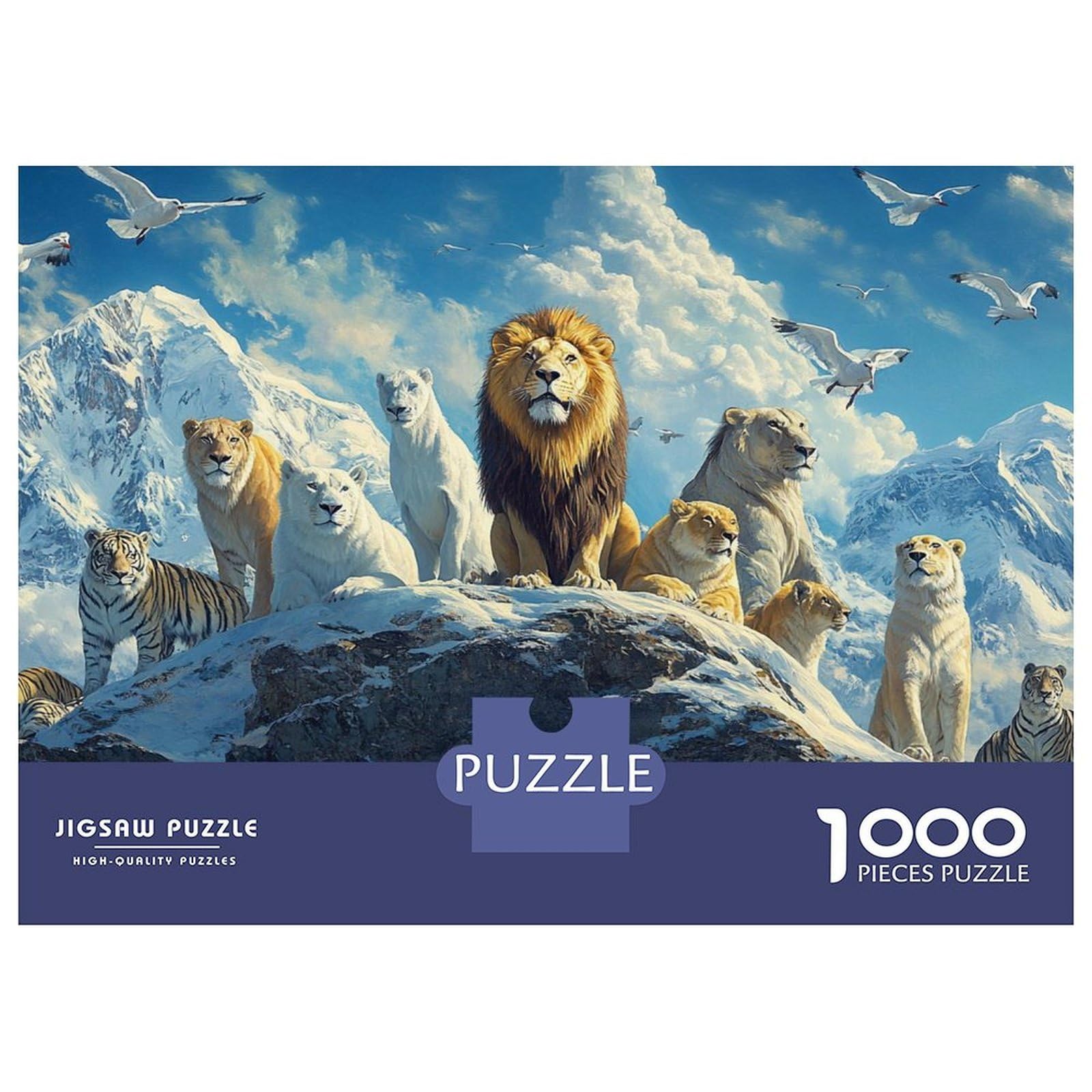 Lion Pride Jigsaw Puzzle for Adults 1000 Piece Jigsaw Puzzle Cloudy Sky Puzzle Game for Family Paper Relaxation Home Decor 52x38cm/1000pcs