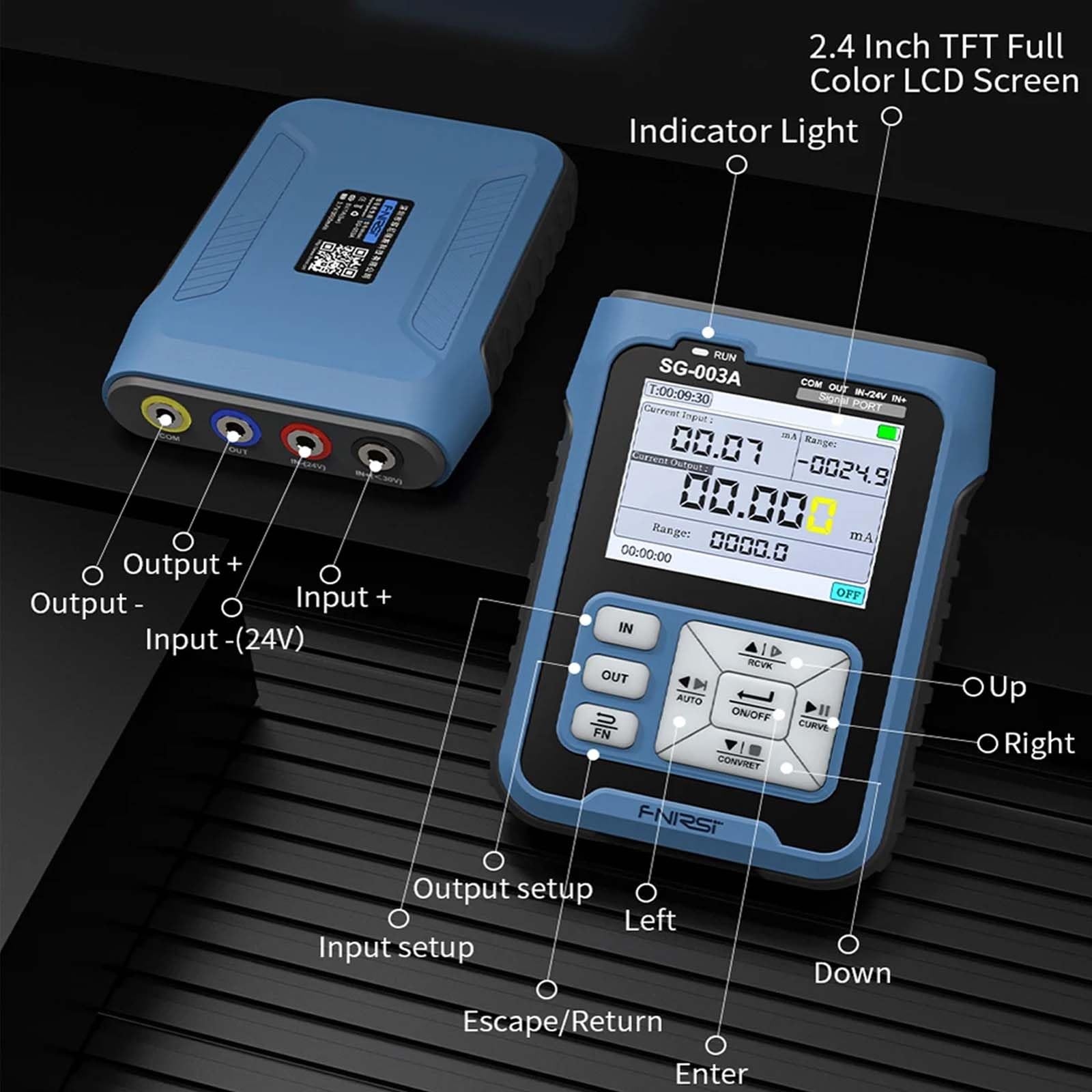 SG-003A 4-20mA 0-24V Generador de Señal 2.4"Voltaje de Corriente Ajustable Simulador Analógico Fuentes Transmisor Calibrador para Pruebas de PLC Curva en Tiempo Real Recargable