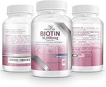 Biotin 10,000MCG Capsules Hair Growth for Women and Men - Vitamin B7 Pills - High Potency Supplement for Healthy Skin Nails and Hair Transplant