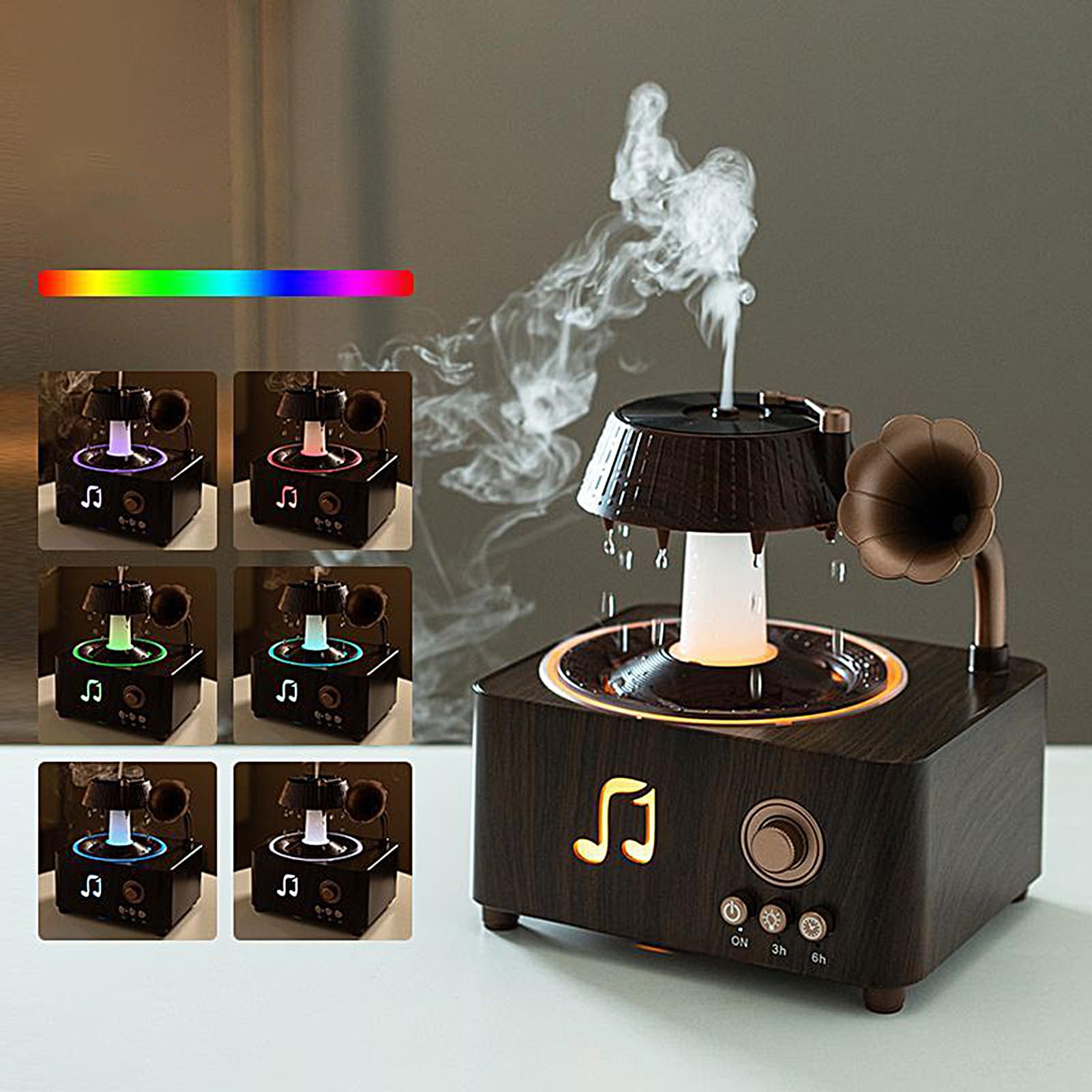 Humidificador De De Lluvia 250ml Ambientador Retro con Luz LED | Difusor De De Lluvia Con Apagado Automático Para Oficina Hogar Dormitorio Salón Relajación Coche Casa