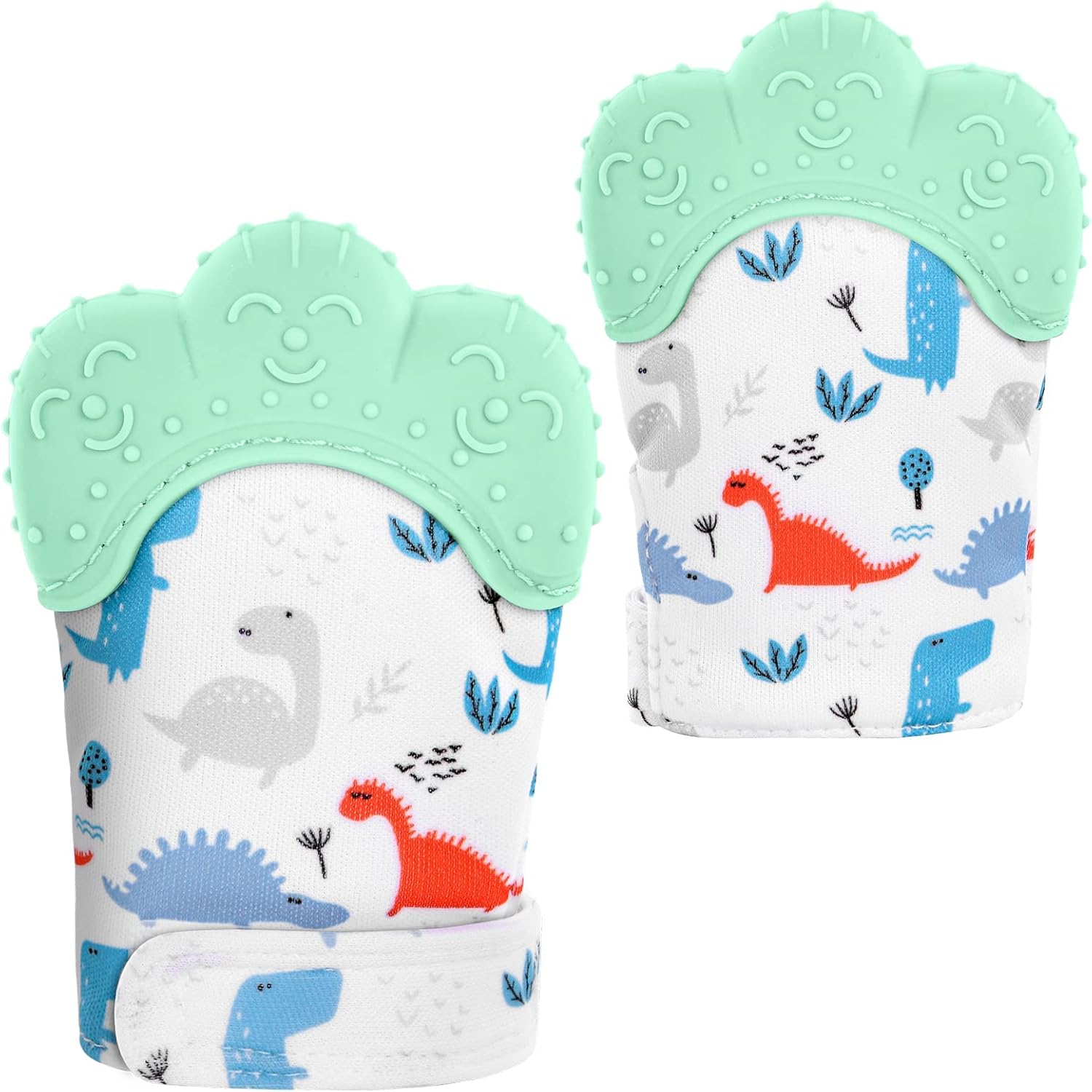 Vicloon Baby Teething Set, 2 Pack Teething Mittens for Baby, Includes 2