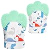 2Pack Silicone Teething Mitt, Soothing Infant Teething Mitten Pain Relief, Prevent Scratches Glove, Safe Silicone Teething Toys for 0-12 Months