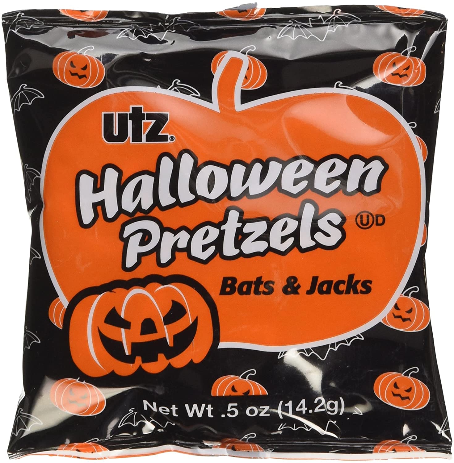 Halloween TreatsUtz Halloween Bat & Pumpkin Shaped Treats Pretzel, 18 oz, 36 Treat Bags 1.13 Pound (Pack of 1)