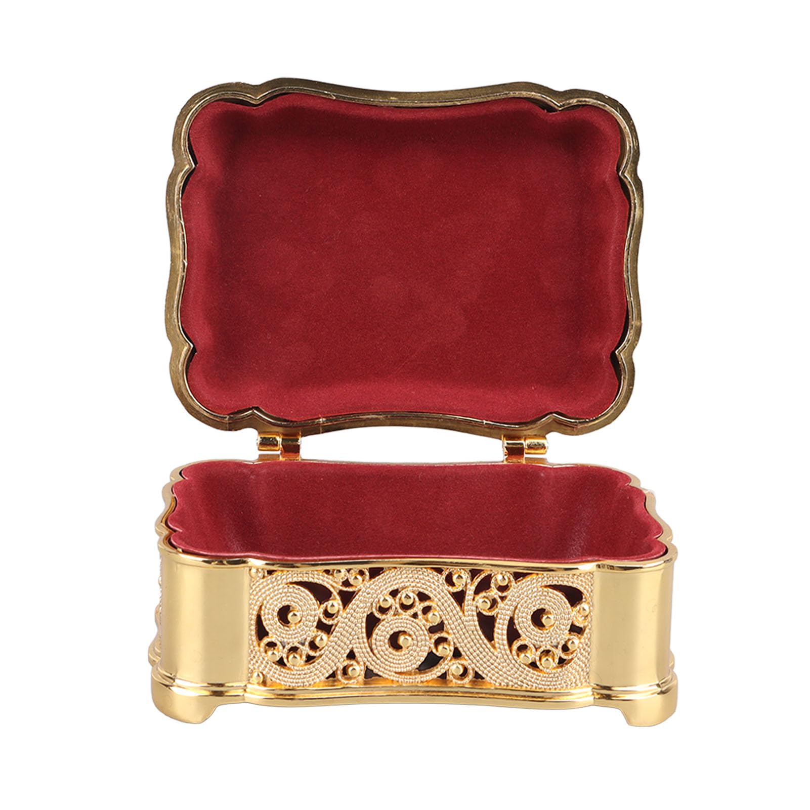 Pilipane Metal Jewelry Storage Box Vintage Alloy Small Treasure Chest Trinket Organizer for Earrings Necklaces Bracelets Rings Women Girls Gift (Gold)