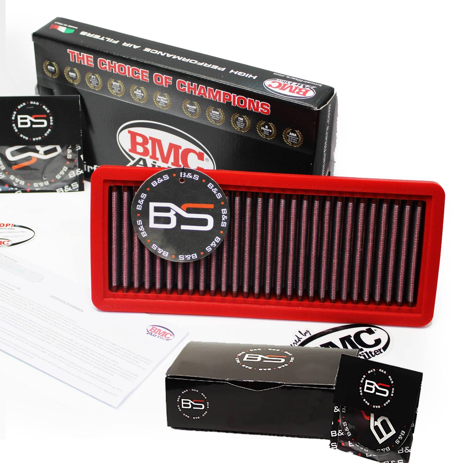 B&S Kit Filtro Aria Sportivo Aspirazione Rigenerabile Lavabile FB362/04 con Profumatore Interni