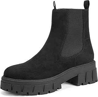 Sponsored Ad - REDTOP Women's Chunky Chelsea Boots Block Heel Platform Lug Sole Slip on Classic Elastic Ankle Booties