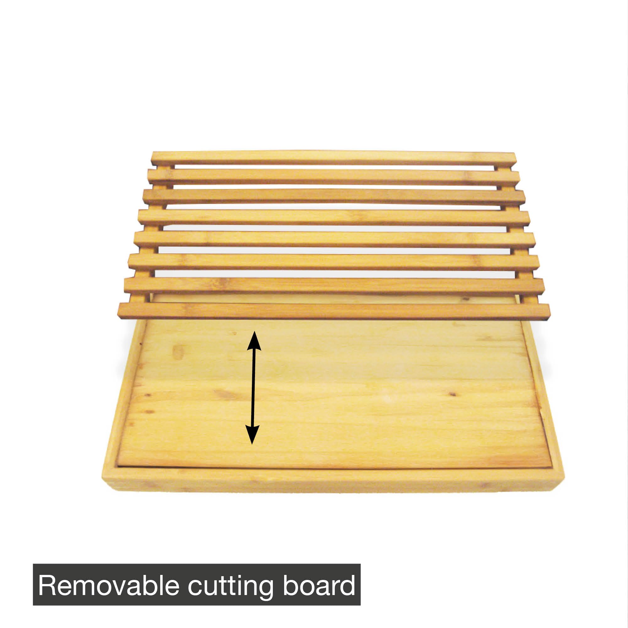 Point-Virgule planche à pain, planche à découper avec bac de récupération, planche à découper le pain, 42.5x25x3.5cm