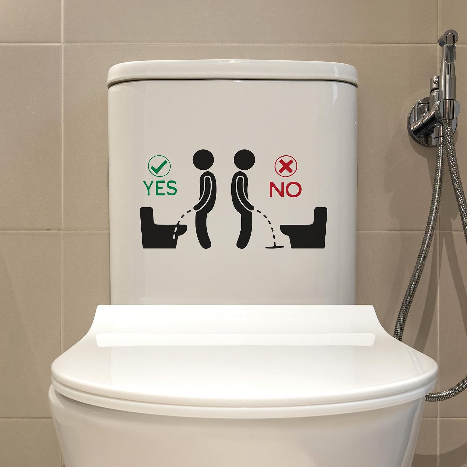2 Pack Funny Toilet Sticker, Waterproof Vinyl Bathroom Lid Decal, Self-Adhesive Removable Restroom Sign Decor for Home Commercial Use