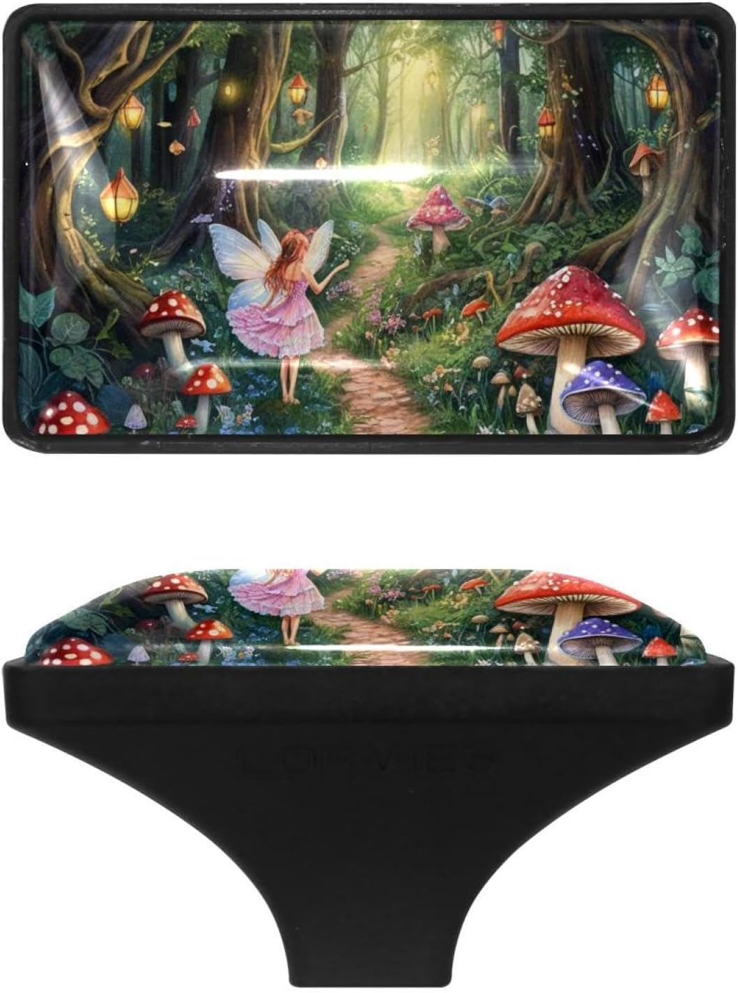 4 Pack Forest Mushroom Fairy Cabinet Knobs, ABS Glass Rectangle Single Hole, Drawer Dresse Door Pulls Hardware Handle