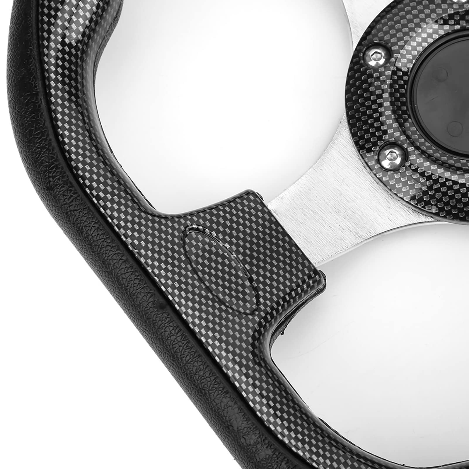 Volante da Corsa Universale, Volante Sportivo per Auto da 12,5 Pollici e 6 Bulloni, Pelle in PVC e Telaio in Alluminio Leggero con Pulsante Clacson per Auto,Stile Fibra di Carbonio