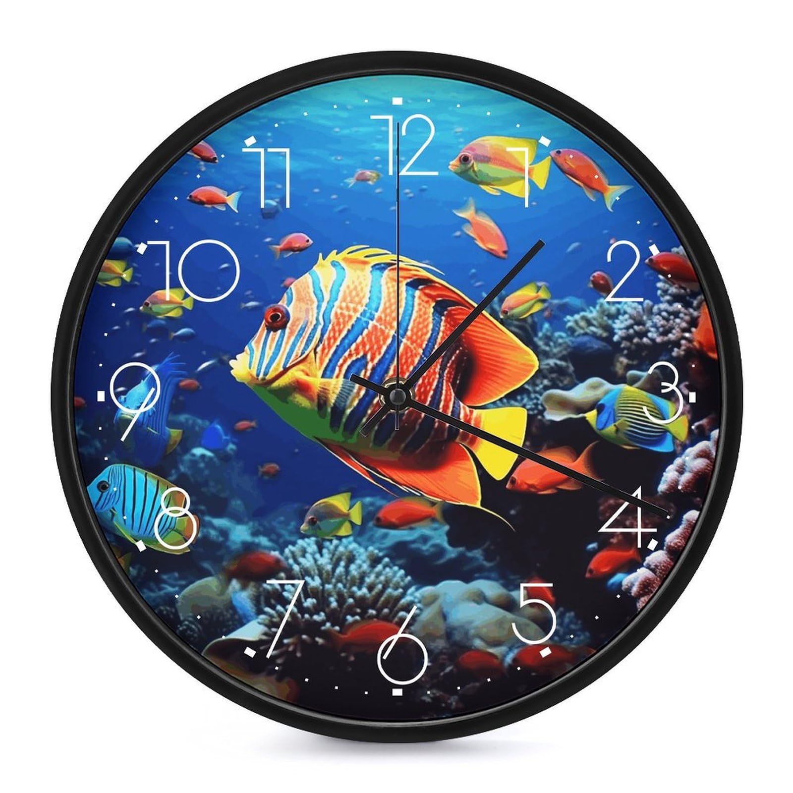 Adfgyerh White-Style Sea Fishes Clock，9.8 Inch Battery Operated Wall Clock Classic Simple, Decorative Wall Clock.analog Clock For Kitchen Office Bathroom Bedroom.