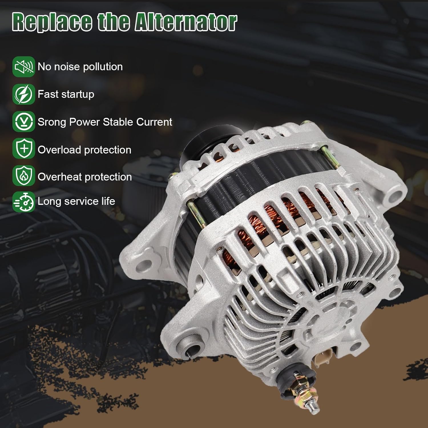 Alternator 11231 Compatible with Chrysler 200 11-13, for Sebring 07-10, for Dodge Avenger 08-13, for Caliber 07-12, for Jeep Compass 07-17, for Patriot 07-17 Automotive Alternators Replacement 11231N