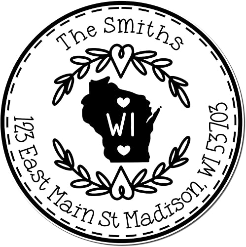 Miniatura 420 de Round State Love - Sello de dirección de devolución para Texas, uso con almohadilla de sello, mango de madera, sello de dirección de Texas