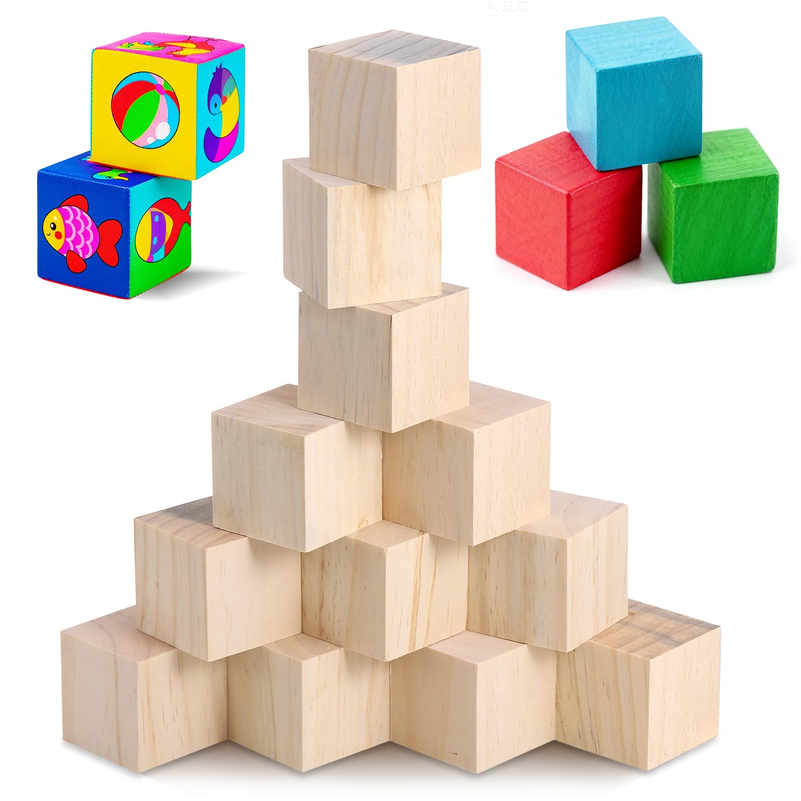 zocipro 12pcs cubes bois 50 x 50 x 50 mm