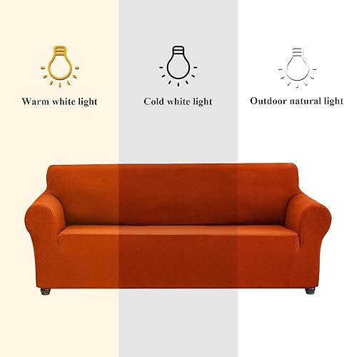 Miniatura 3 de Joccun - Funda elástica para sofá biplaza, funda protectora de 1 pieza para sofá de 2 cojines, de elastano, jacquard, lavable, para sala de estar,