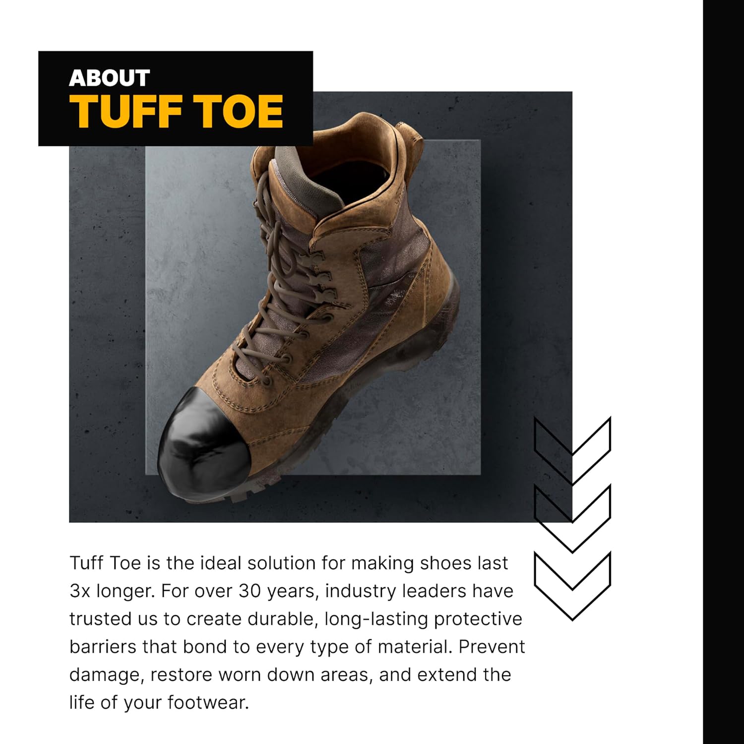 Boot Toe Protector V2 Adhesive, Extra Strong Shoe Glue Toe Protectors for Shoes and Work Boots - Waterproof, Heat Resistant, Heavy Duty Protective Layer and Shoe Repair Kit - Covers 2 Shoes, Color Tan