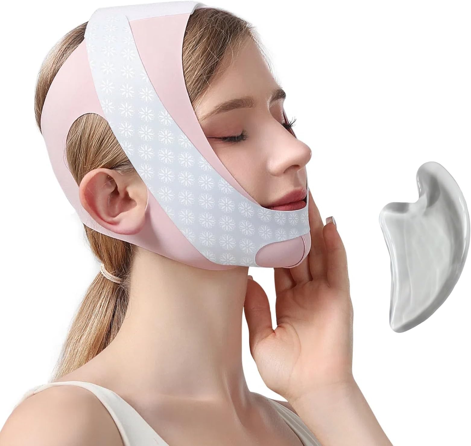 Reusable Face Strap,V Line Face Lifting Strap,Sleeping Mask Strap for Women,Jawline Shaper(L)
