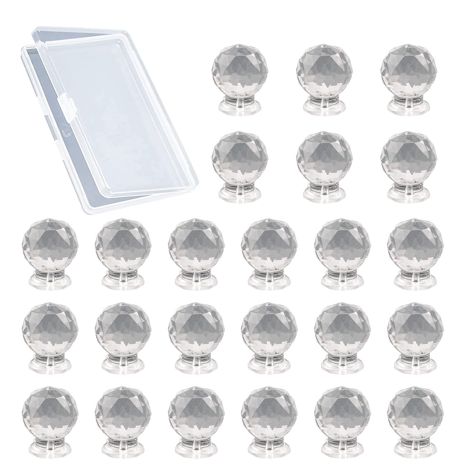 MOROBOR Self Adhesive Cabinet Pull Handle, 24pcs Pineapple Shaped Acrylic Knobs Transparent Acrylic Cupboard Pulls Without Drill for Dressing Boxes and Other Small Furniture