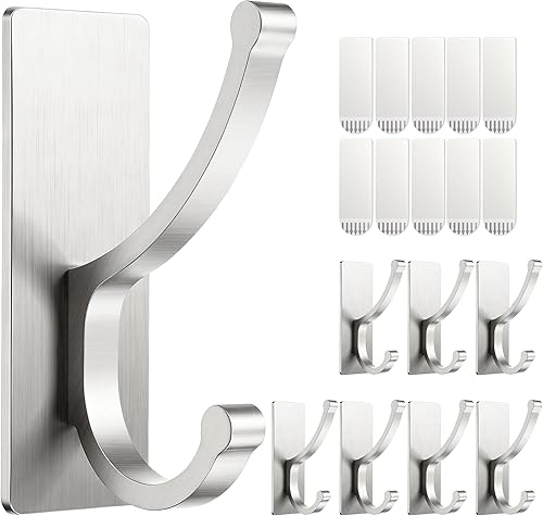 Miniatura 13 de pickpiff Ganchos adhesivos de pared con tira, sin residuos, fáciles de quitar, gancho para toallas pegajoso fuerte y resistente, paquete de 4