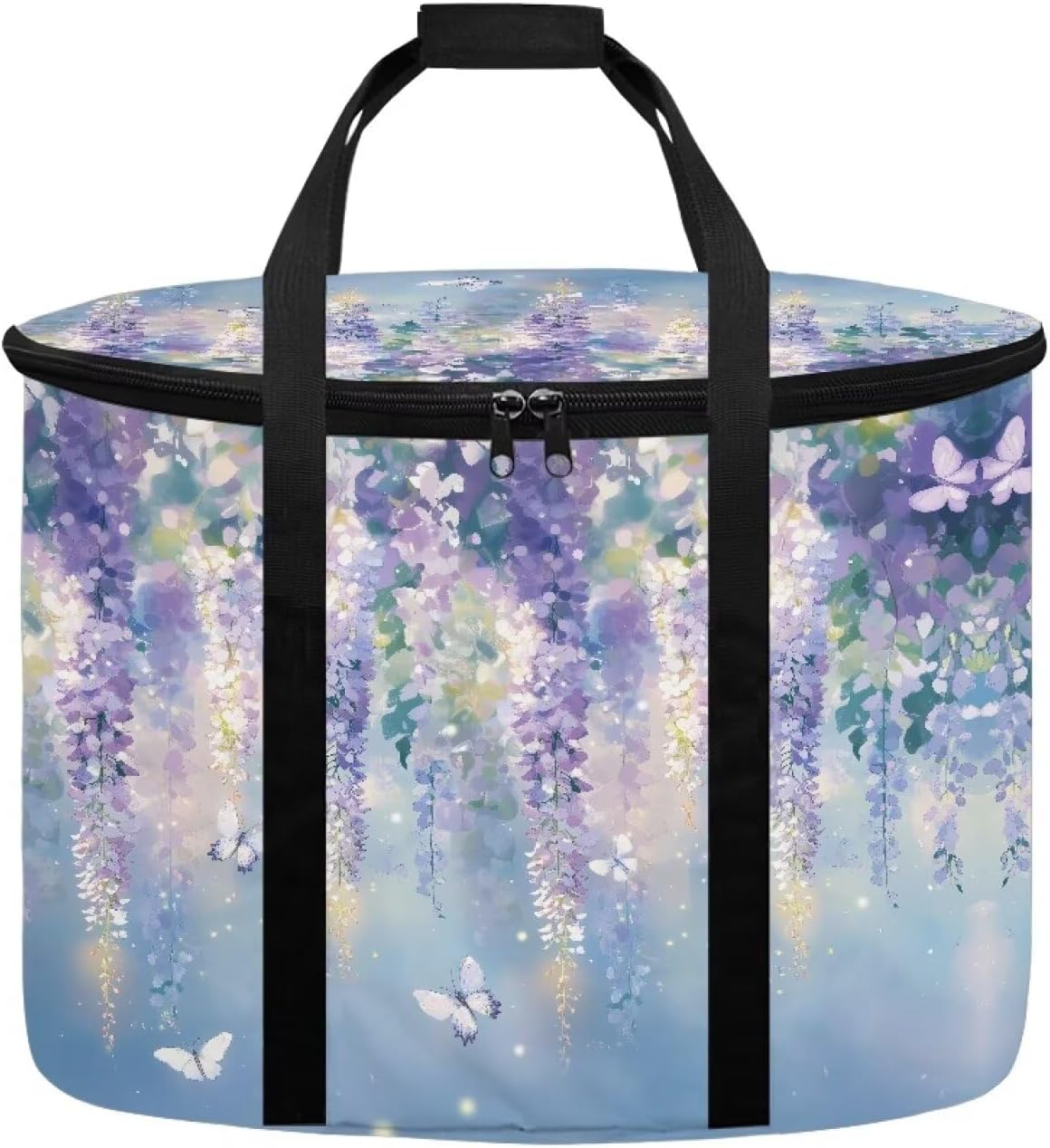 Cozeyat Wisteria Butterfly 6-8 Quart Crock Pot Carrying Bag, Insulated Slow Cooker Carrier with Easy to Clean Lining and Top Handle