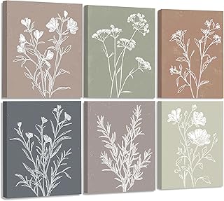 Framed Farmhouse Flower Pictures Wall Art, Nature Floral Pictures Wall Decor, Boho Botanical Wall