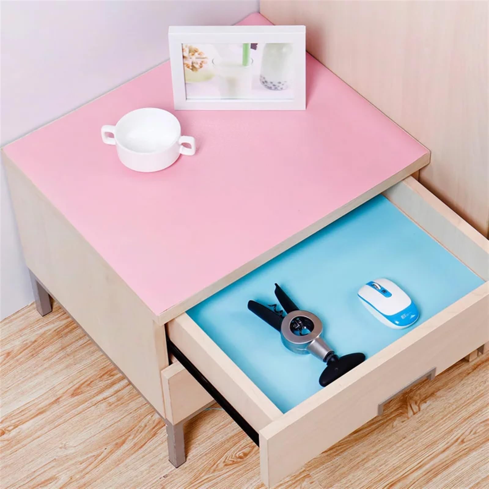 Schubladenmatte Wiederverwendbare Regalabdeckung, Schrankmatte, Schubladenmatte, wasserdicht, staubdicht, rutschfest, for Kühlschrank, Küchentisch, Unterlage aus Papier (Color : Pink, Size : 150x50c