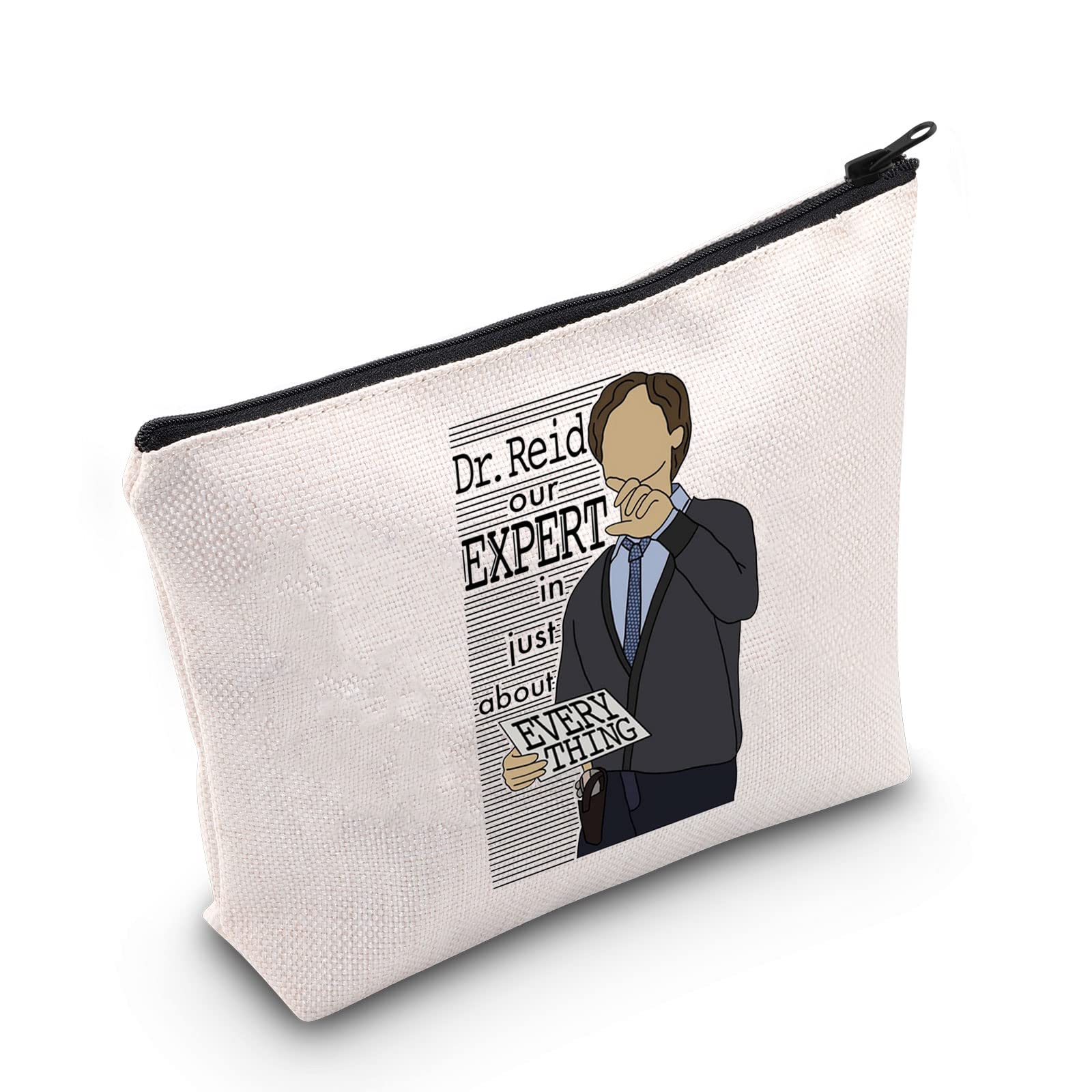 FUNYSO TV Show Inspired Gift Normal Fans Quote Gift Dr.Reid Our Expert in just About Everything Makeup Bag, Off White, big, Dr.Reid our UK