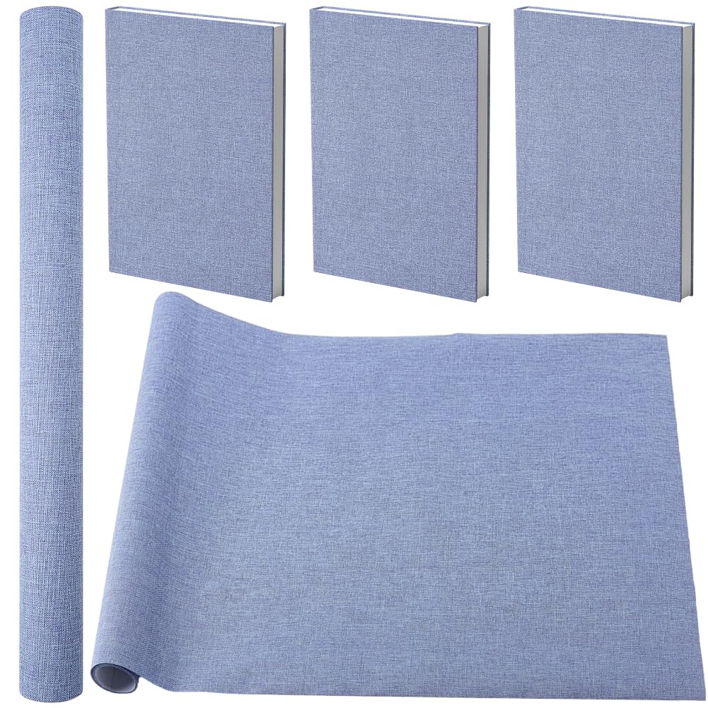 CRASPIRE Cornflower Blue Linen Book Cloth Fabric Surface Paper Backed 35 x 17 Inch for Books Binding Bookcover Notebook Album Scrapbooking Archival DIY Covering Protector Bookcloth Bookbinding Supply