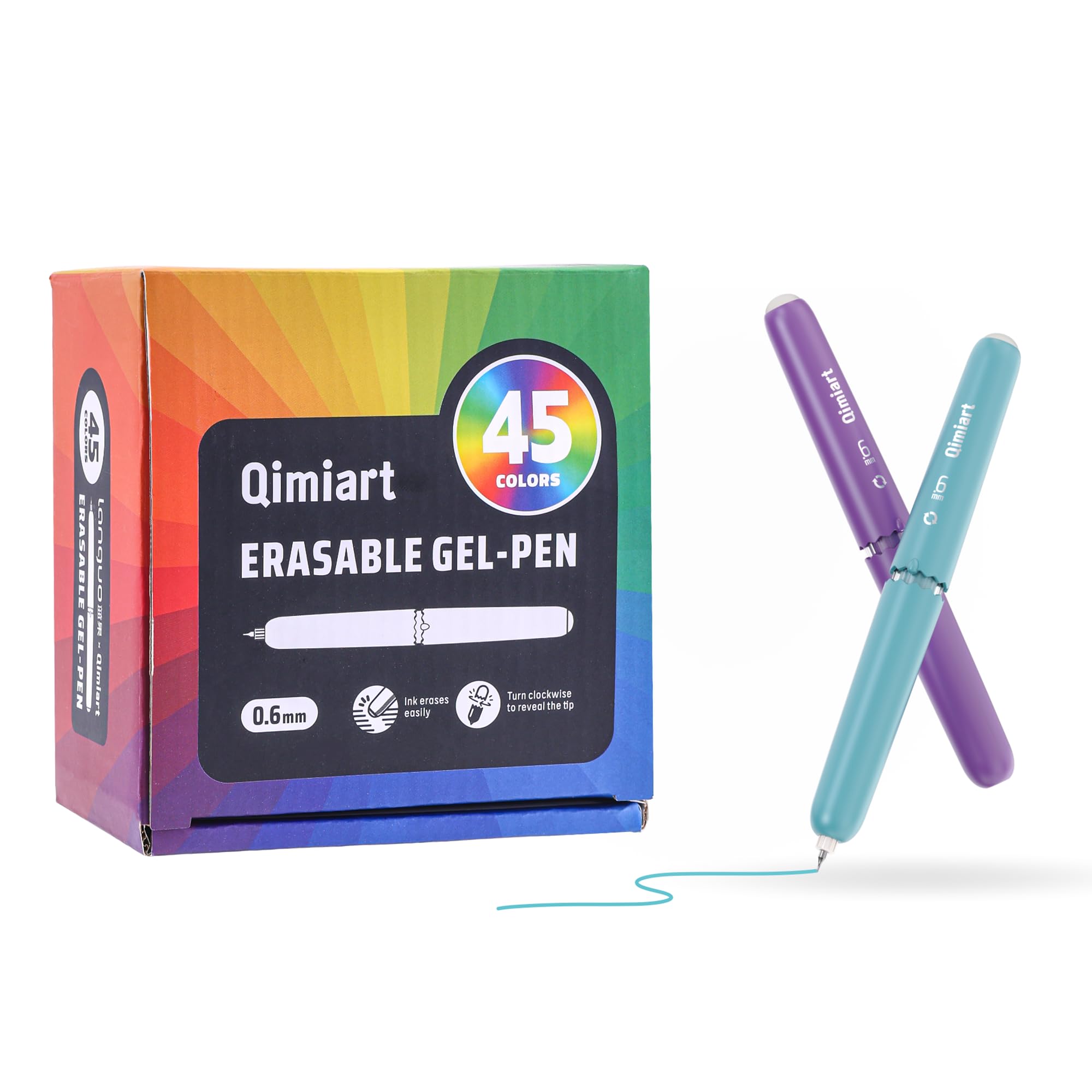 languo Erasable Gel Pens, 45 Colors 0.6mm Fine Point Twist Retractable Erasable Pens Set, Multi-Color Erasable Ink Pens for Writing, Drawing, Journaling and Planners