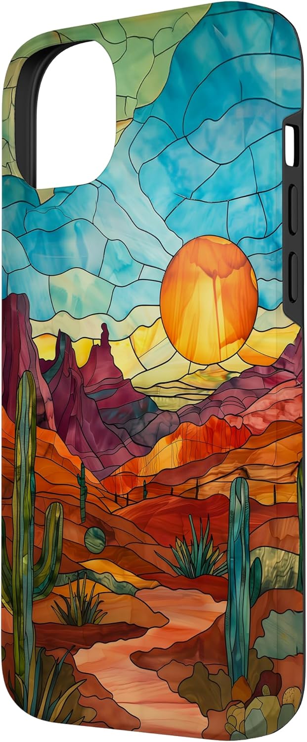 Desert Noon Stained Glass Pattern Case for iPhone 14 Plus