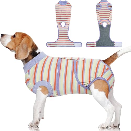 Miniatura 129 de Fuamey Traje de recuperación para perros, esterilización, protege la piel, antilamidos, heridas abdominales, mameluco para hembra, macho, cachorro
