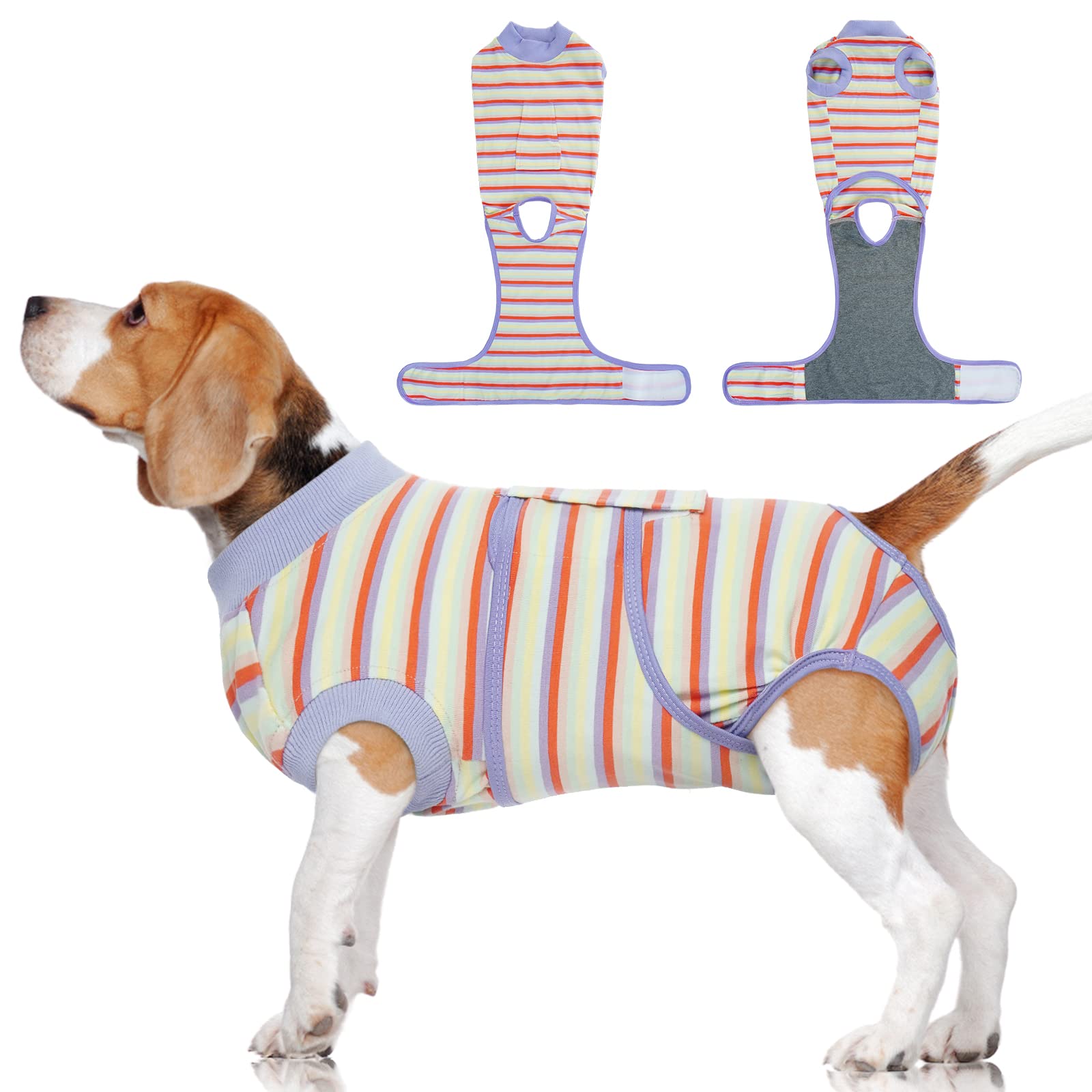 FUAMEY Recovery Suit for Dogs Cats After Surgery,Soft Breathable Pet Bodysuit E-Collar & Cone Alternative Surgical Suit Puppy Wear, Anti Licking Wounds Doggie Onesie Dog Neuter Shirt Purple XL