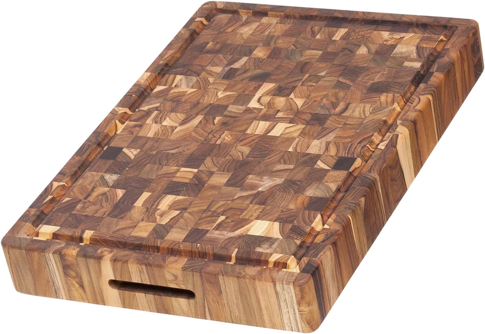 Teakhaus Extra Thick Butcher Block Carving Board, 52x36 cm - FSC Certified Teak Wood, Heavy-Duty Cutting with Juice Groove & Handles, Antibacterial & Knife-Friendly