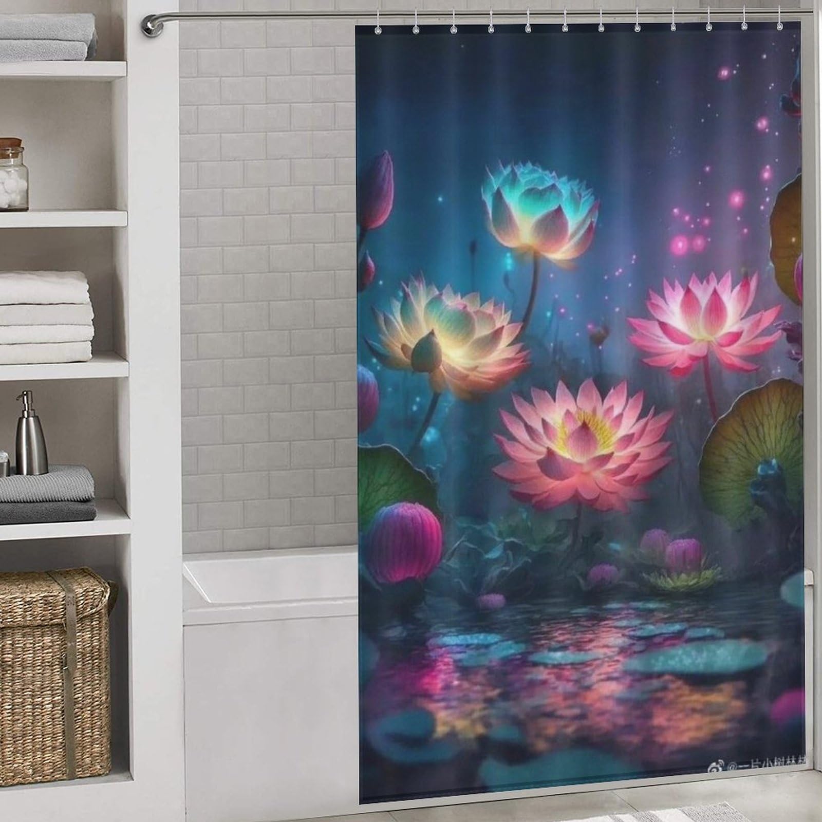 Rideau de douche lotus de qualité supérieure en format 140x183cm