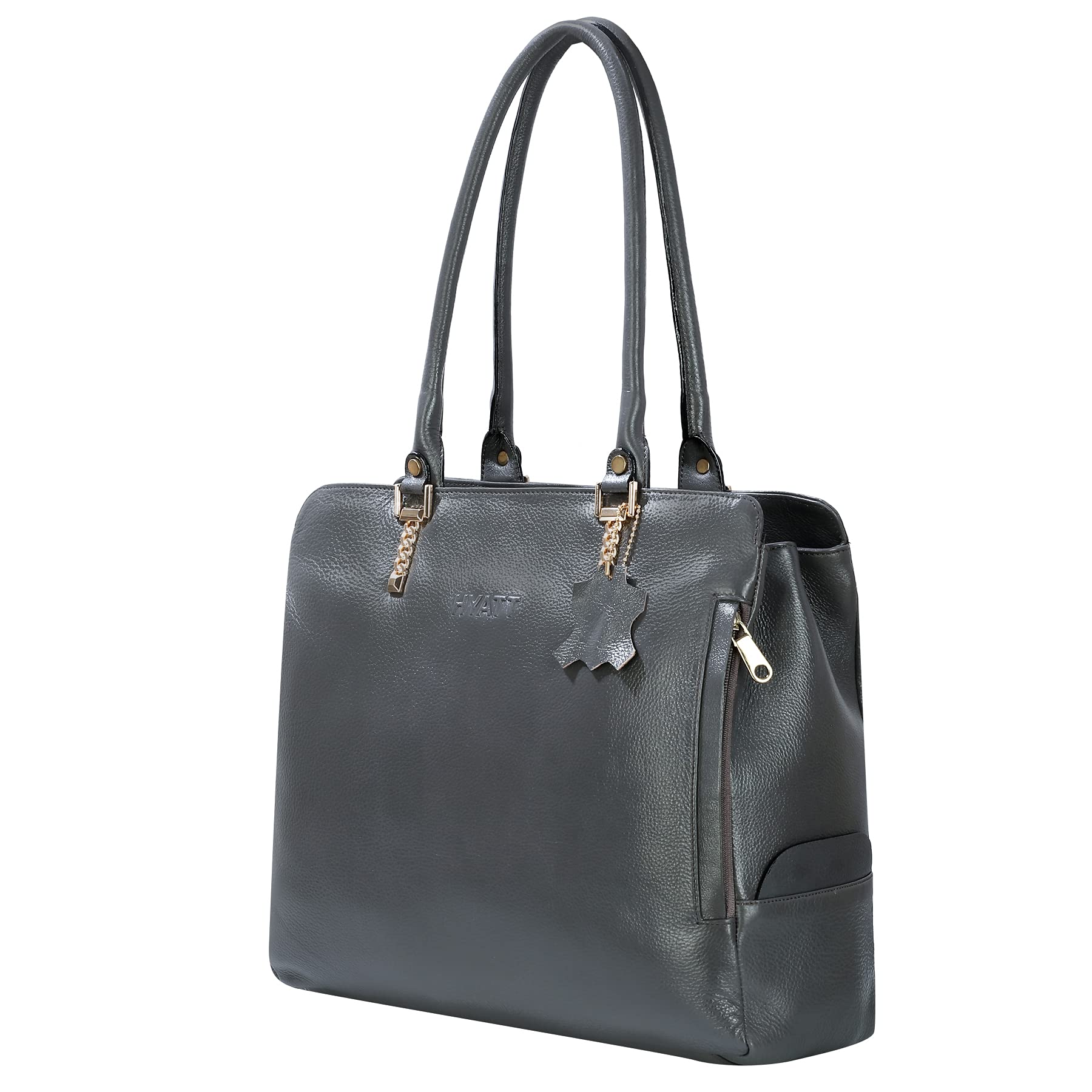 RICHSIGN LEATHER ACCESSORIES Full Grain Natural Leather Top Handle Satchel Tote Handbags & Shoulder Bags For Women Office Branded (Dimension- L-14 X H-12 X W- 5 Inch, Weight- 0.7 KG (GREY) (B09CLDPLNW) Amazon Price History, Amazon Price Tracker