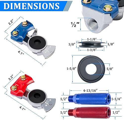 Miniatura 3 de Manguera de línea de aire ABS 3 en 1 de 15 pies con manos alegres y asas Gladhand para remolque de tractor semi camión
