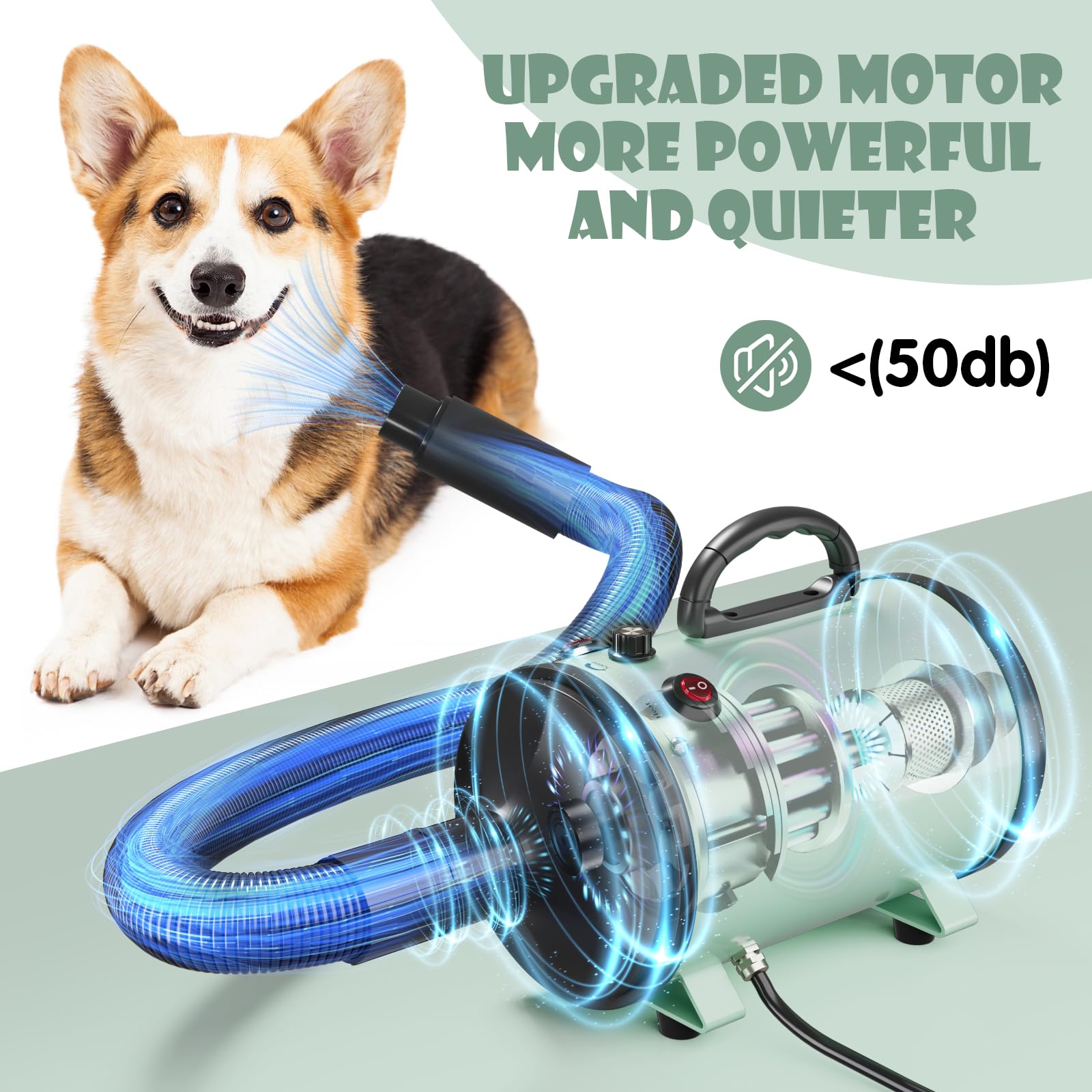 Hundefön Blower 4.5 PS 3200W Motor Einstellbare Geschwindigkeit Hundepflege-Trockner