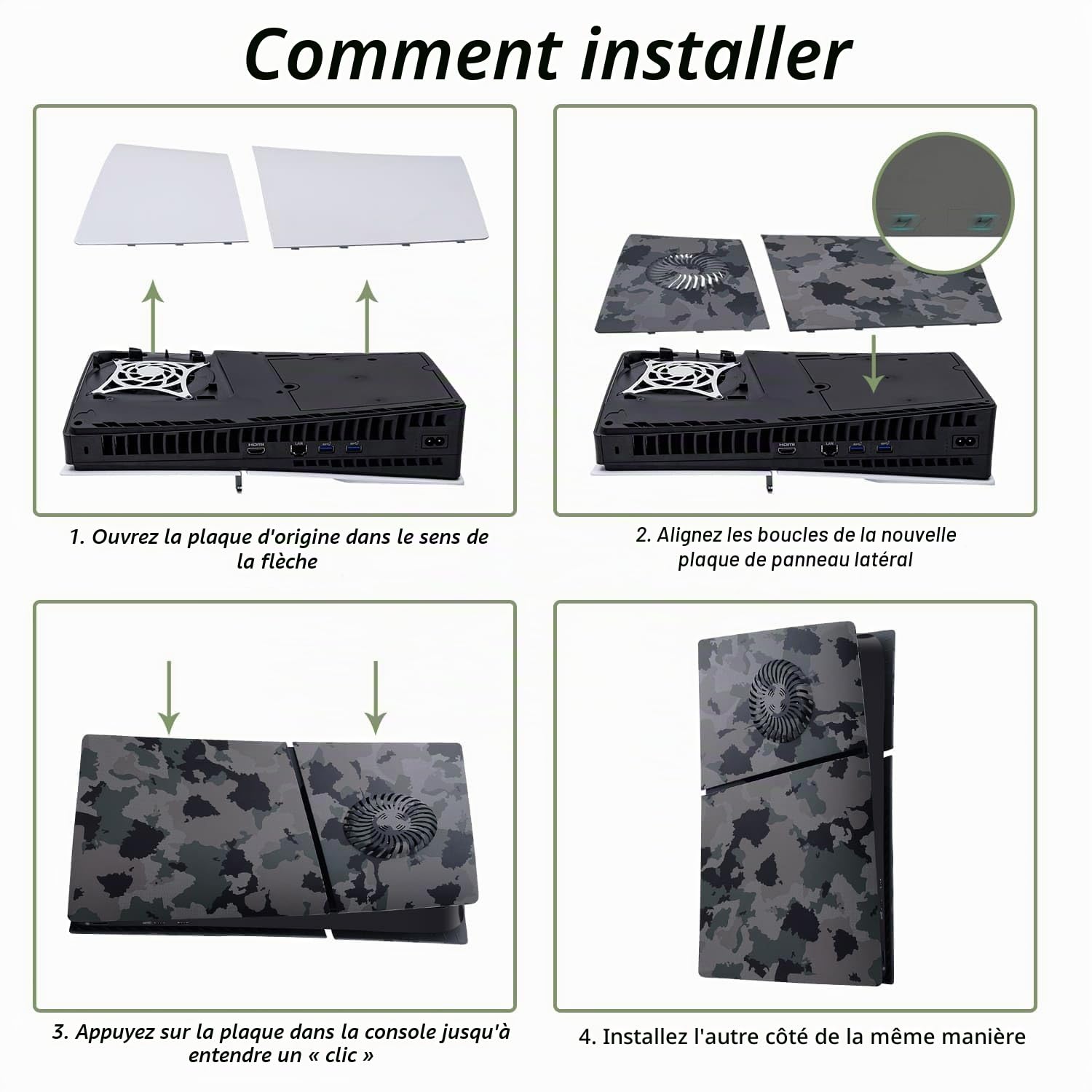Mcbazel Plaques Avant de Remplacement pour PS5 Slim, Coques de Protection en ABS Durable avec Aérations de Refroidissement, Accessoire pour PlayStation 5 Slim Édition Digitale – Noir (Non compatible a