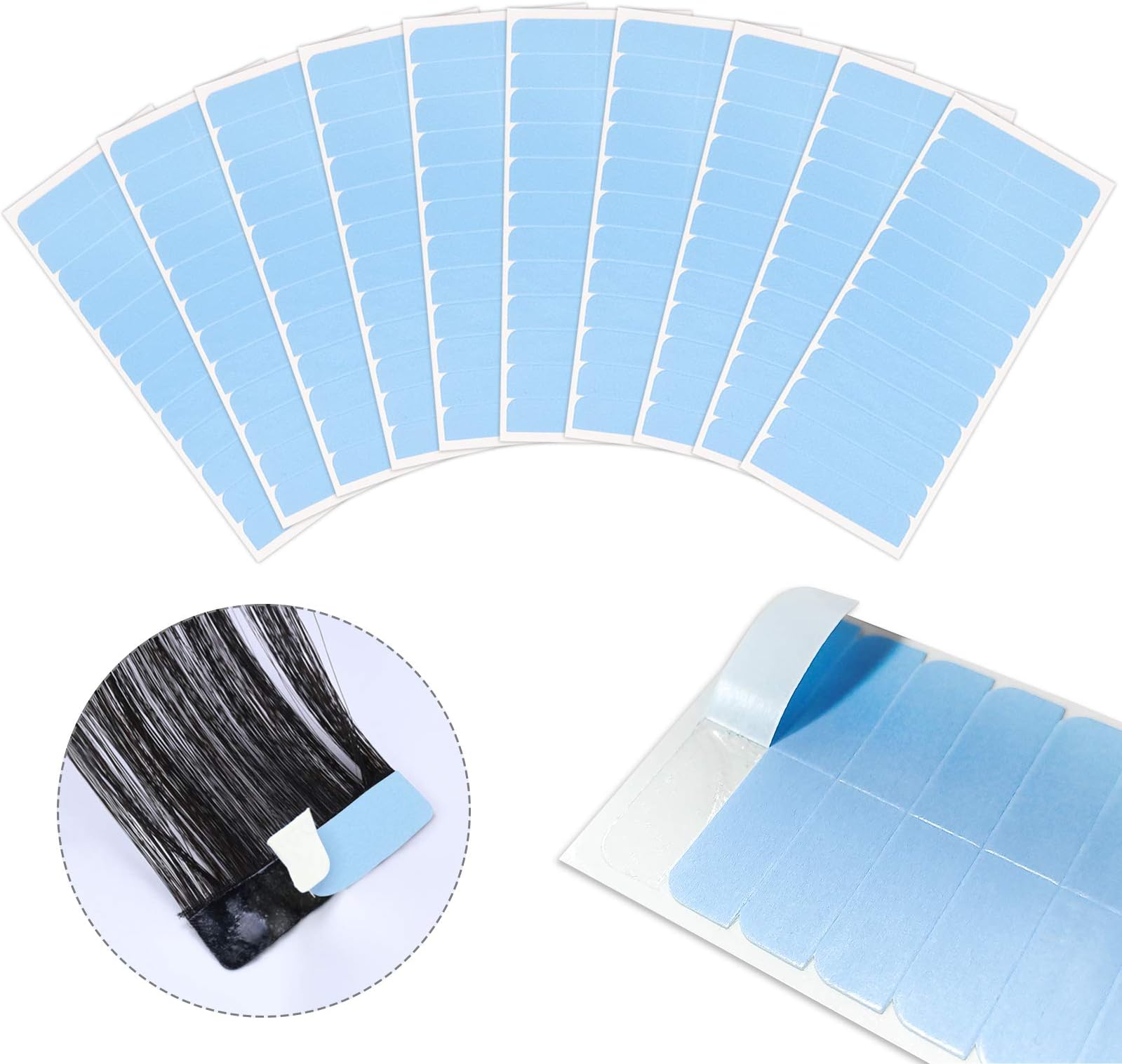 Kalolary 120Pcs Double Sided Hair Tape - Hair Extension Tape Tabs Replacement Tape for Hair Extensions Lace Wig Hairpiece Toupee Hair Weft (Dark blue)